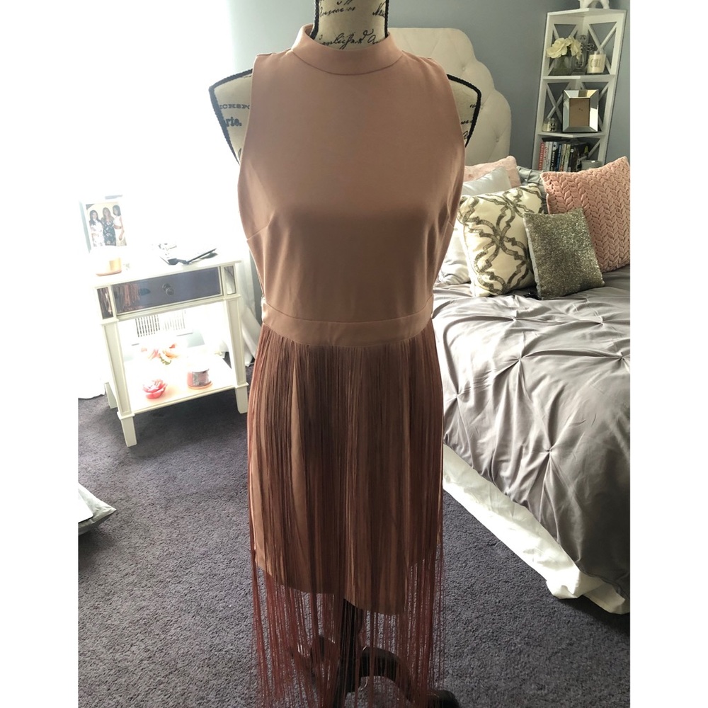 NY&CO Pale Pink Fringe Midi Dress